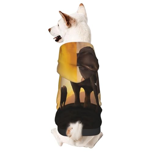Sunset Elephantsmall Haustier-Kapuzenpullover, niedliches Hunde-Sweatshirt mit Kapuze, Haustierkleidung, geeignet für kleine Hunde von COWMMWOC