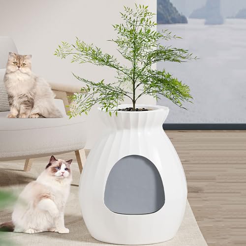 Pflanzliche Katzentoilette, inklusive Desodorierung und Verhinderung von Urinaustritt, versteckte Katzentoilette mit Geruchskontrolle, für große und mehrere Katzen von COYEUX