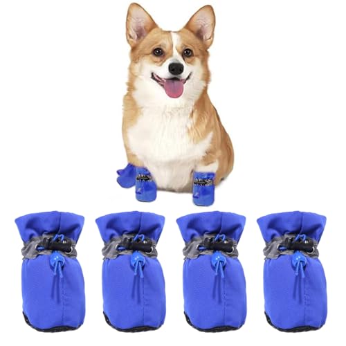 COYUN 4 Stück Hundeschuhe, Hundestiefel Pfotenschutz, Anti-Rutsch Hundestiefel, Hundeschuhe mit Reflektierenden Riemen, Hundeschuhe Pfotenschutz, Verstellbare, Pfotenschützer für Kleine Hundee, Blau COYUN 4 Stück Hundeschuhe, Hundestiefel Pfotenschutz, Anti-Rutsch Hundestiefel, Hundeschuhe mit Reflektierenden Riemen, Hundeschuhe Pfotenschutz, Verstellbare, Pfotenschützer für Kleine Hundee, Blau von COYUN