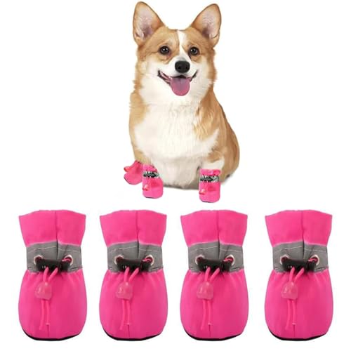 COYUN 4X Hundeschuhe, Hundestiefel Pfotenschutz, Anti-Rutsch Hundestiefel, Hundeschuhe mit Reflektierenden Riemen, Hundeschuhe Pfotenschutz, Verstellbare, Pfotenschützer für Kleine Hundee, Rosenrot COYUN 4X Hundeschuhe, Hundestiefel Pfotenschutz, Anti-Rutsch Hundestiefel, Hundeschuhe mit Reflektierenden Riemen, Hundeschuhe Pfotenschutz, Verstellbare, Pfotenschützer für Kleine Hundee, Rosenrot von COYUN
