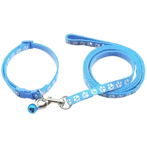 COYUN Welpenhalsbänder mit Leine Set, Hundehalsband und Leine Verstellbares Hundehalsband Weich Nylon Haustier Halsband für Welpen Kleine Mittlere Hunde(Blau) von COYUN