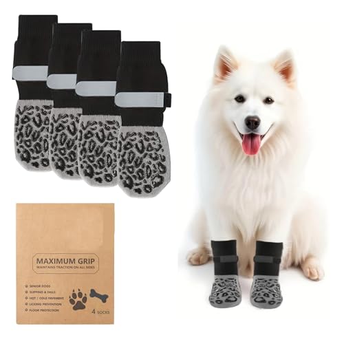 COZERI 4 x Hundesocken mit Pfotenabdrücken – rutschfeste Hundesocken mit Griffen, starke Traktion, Bein-Wundschutz, Pawz Hundeschuhe, Schuhe für ältere Hunde, Hartholzböden, Indoor-Spaziergänge COZERI 4 x Hundesocken mit Pfotenabdrücken – rutschfeste Hundesocken mit Griffen, starke Traktion, Bein-Wundschutz, Pawz Hundeschuhe, Schuhe für ältere Hunde, Hartholzböden, Indoor-Spaziergänge von COZERI