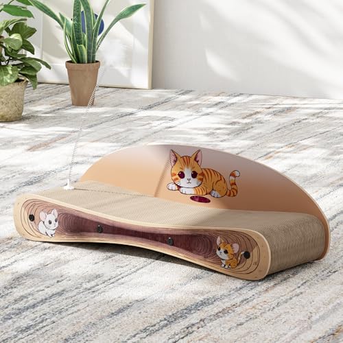 2 in 1 Karton Katzenkratzbett Lounge, Reversible Kratzbrett Pad für Katzen, Durable Curved Cat Scratch Pad für Indoor Katzen von COZIVVOVV