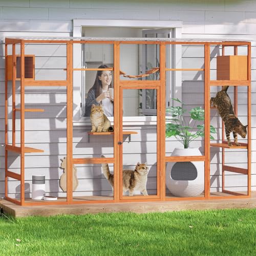 COZIWOW Catio Katzengehege für den Außenbereich, groß, aus Holz, für drinnen und draußen, Fenster, Terrasse mit großer Tür, Spaziergängen, wasserdichtes Dach, Ruhebox, 264,2 cm L x 89,9 cm B x 182,9 COZIWOW Catio Katzengehege für den Außenbereich, groß, aus Holz, für drinnen und draußen, Fenster, Terrasse mit großer Tür, Spaziergängen, wasserdichtes Dach, Ruhebox, 264,2 cm L x 89,9 cm B x 182,9 von COZIWOW