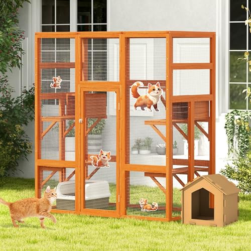 COZIWOW Großer Katzenkäfig aus Holz mit Sitzstangen und Höhlen, Spiel- und Laufgehege, für den Innenbereich, mit wasserdichtem Dach, 7 Plattformen und 2 Ruheboxen, UV-beständig, 167 cm L x 82 cm B x COZIWOW Großer Katzenkäfig aus Holz mit Sitzstangen und Höhlen, Spiel- und Laufgehege, für den Innenbereich, mit wasserdichtem Dach, 7 Plattformen und 2 Ruheboxen, UV-beständig, 167 cm L x 82 cm B x von COZIWOW