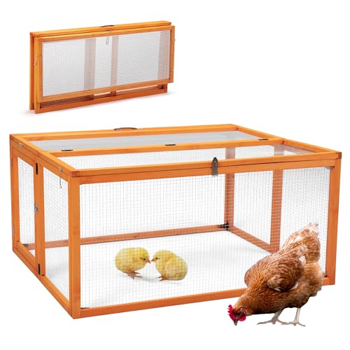 COZIWOW Tragbarer Hühnerstall mit UV-beständiger Dachplatte, 4 x Gartenpfähle, Kaninchenstall aus Holz, Hühnerbrüter für drinnen und draußen, zusammenklappbarer Hühnerkäfig, oben und seitlich zu COZIWOW Tragbarer Hühnerstall mit UV-beständiger Dachplatte, 4 x Gartenpfähle, Kaninchenstall aus Holz, Hühnerbrüter für drinnen und draußen, zusammenklappbarer Hühnerkäfig, oben und seitlich zu von COZIWOW