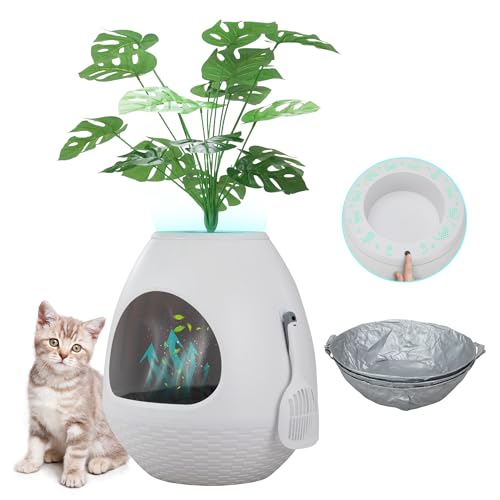 Eggloa6 Versteckte Katzentoilette mit Katzentoiletteneinlagen, Katzenklo Matte, intelligentes Geruchsentfernungssystem, künstliche Pflanzen & Schaufel für Kitty Eichhörnchen Meerschweinchen (Weiß) Eggloa6 Versteckte Katzentoilette mit Katzentoiletteneinlagen, Katzenklo Matte, intelligentes Geruchsentfernungssystem, künstliche Pflanzen & Schaufel für Kitty Eichhörnchen Meerschweinchen (Weiß) von COZIWOW