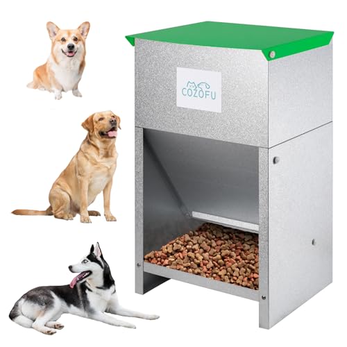 COZOFU Futterstation für Hunde, verzinktes Metall, für den Innen- und Außenbereich, automatischer Schwerkraftspender, geeignet für kleine, mittelgroße und große Hunderassen, Kapazität: 11,3 kg von COZOFU