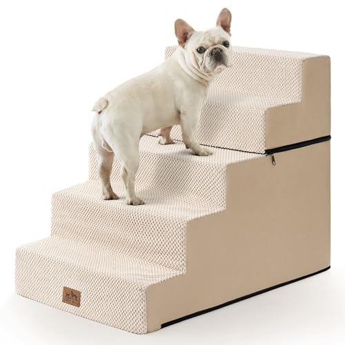 COZY KISS Breite Hundetreppe, kleine Haustiertreppe mit auslaufsicherer Abdeckung (Beige, 75x50x60cm -Abnehmbar, 5.0) von COZY KISS
