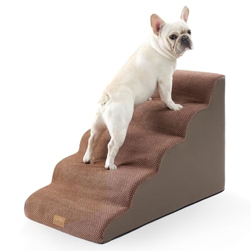 COZY KISS Breite Hundetreppe, kleine Haustiertreppe mit auslaufsicherer Abdeckung (Schokoladenbraun, 83x50x57cm, 5.0) von COZY KISS