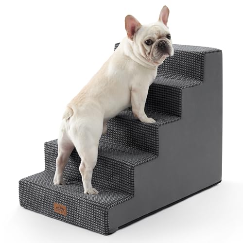 COZY KISS Hundetreppe, Haustiertreppe mit auslaufsicherer Abdeckung für Kleine Hunde Katzen, Hochdichter Schaumstoff-Hunderampe für Bett Sofa Auto (Dunkelgrau, 75x50x60cm, 5) COZY KISS Hundetreppe, Haustiertreppe mit auslaufsicherer Abdeckung für Kleine Hunde Katzen, Hochdichter Schaumstoff-Hunderampe für Bett Sofa Auto (Dunkelgrau, 75x50x60cm, 5) von COZY KISS