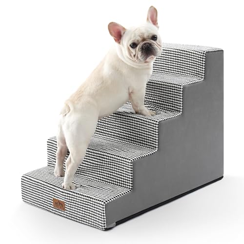 COZY KISS Hundetreppe, Haustiertreppe mit auslaufsicherer Abdeckung für Kleine Hunde Katzen, Hochdichter Schaumstoff-Hunderampe für Bett Sofa Auto (Schwarz & Weiß, 75x50x60cm, 5) COZY KISS Hundetreppe, Haustiertreppe mit auslaufsicherer Abdeckung für Kleine Hunde Katzen, Hochdichter Schaumstoff-Hunderampe für Bett Sofa Auto (Schwarz & Weiß, 75x50x60cm, 5) von COZY KISS