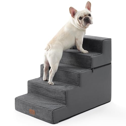 COZY KISS Geteilte Hundetreppe, kleine Haustiertreppe mit auslaufsicherer Abdeckung, hochdichter Schaumstoff-Katzenrampe für Hochbettauto, leicht, langlebig, 50 x 74,9 x 59,9 cm, 5 Etagen, Dunkelgrau COZY KISS Geteilte Hundetreppe, kleine Haustiertreppe mit auslaufsicherer Abdeckung, hochdichter Schaumstoff-Katzenrampe für Hochbettauto, leicht, langlebig, 50 x 74,9 x 59,9 cm, 5 Etagen, Dunkelgrau von COZY KISS