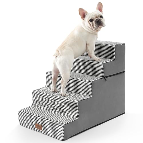 COZY KISS Geteilte Hundetreppe, kleine Haustiertreppe mit auslaufsicherer Abdeckung, hochdichter Schaumstoff-Katzenrampe für Hochbettauto, leicht, langlebig, 50 x 74,9 x 59,9 cm, 5 Etagen, Weiß / COZY KISS Geteilte Hundetreppe, kleine Haustiertreppe mit auslaufsicherer Abdeckung, hochdichter Schaumstoff-Katzenrampe für Hochbettauto, leicht, langlebig, 50 x 74,9 x 59,9 cm, 5 Etagen, Weiß / von COZY KISS