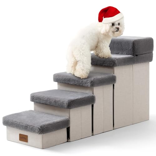 COZY KISS Haustiertreppe für Kleine Hunde mit Stauraum, Hundetreppe Faltbare für Vorsitz, Hunde Treppe Hunderampe mit Rutschfestem Boden, Lecksichere, Bis Zu 80kg (Grey, 33x101x54cm, 5) COZY KISS Haustiertreppe für Kleine Hunde mit Stauraum, Hundetreppe Faltbare für Vorsitz, Hunde Treppe Hunderampe mit Rutschfestem Boden, Lecksichere, Bis Zu 80kg (Grey, 33x101x54cm, 5) von COZY KISS