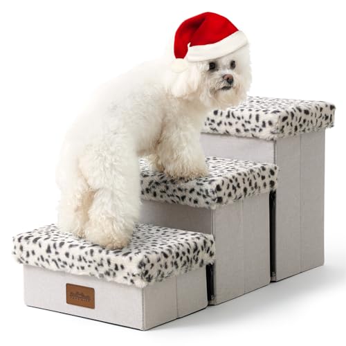 COZY KISS Haustiertreppe für Kleine Hunde mit Stauraum, Hundetreppe Faltbare für Sofa Couch, Hunde Treppe Hunderampe mit Rutschfestem Boden, Lecksichere, Bis Zu 80kg, 33x63x35cm, 3 Stufen, Leopard COZY KISS Haustiertreppe für Kleine Hunde mit Stauraum, Hundetreppe Faltbare für Sofa Couch, Hunde Treppe Hunderampe mit Rutschfestem Boden, Lecksichere, Bis Zu 80kg, 33x63x35cm, 3 Stufen, Leopard von COZY KISS