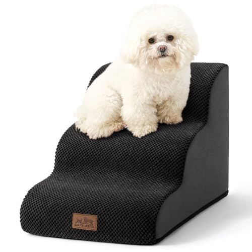 COZY KISS Hundetreppe für kleine Hunde, 39,9 cm hoch, gebogene Hundetreppe für Welpen, ältere Katzen, mittelgroße Haustierrampe für Sofa, Couch oder Bett, Leiter mit hochdichtem Schaumstoff, 40 x 56 x von COZY KISS