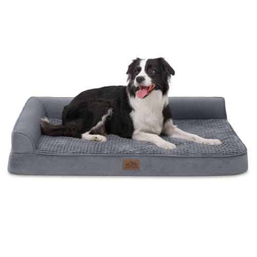 COZY KISS Orthopädisches Hundebett, 19cm Dicke Hundesofa für Mittelgroße Hunde, Abnehmbar und Waschbar Hundecouch, rutschfeste Unterseite, Wasserdichtes Innenfutter (Gris-L-Type, L(107 * 76 * 19CM)) von COZY KISS
