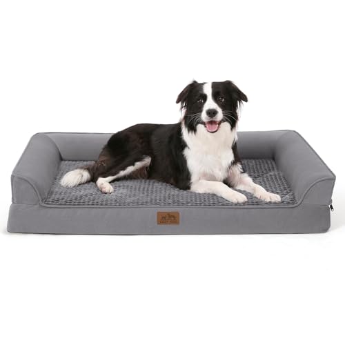 Orthopädisches Hundebett für große Hunde, waschbares Hundesofa, groß, stützendes Schaumstoff-Haustier-Couch-Bett mit abnehmbarem, waschbarem Bezug, wasserdichtem Futter und rutschfester Unterseite von COZY KISS