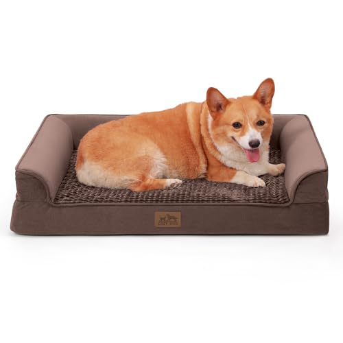Orthopädisches Hundebett für mittelgroße Hunde, wasserdichtes Hundesofa, mittelgroß, stützendes Schaumstoff-Haustier-Couch-Bett mit abnehmbarem, waschbarem Bezug, wasserdichtes Futter und rutschfeste von COZY KISS
