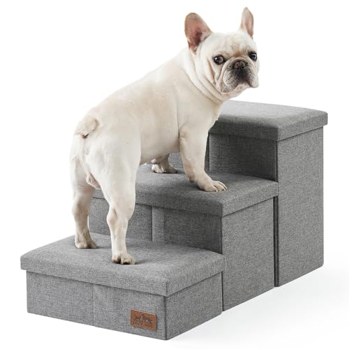 COZY KISS Hundetreppe für Kleine Hunde mit Stauraum, Breite Haustiertreppe Faltbare für Bett und Couch, Hunderampe mit Rutschfestem Boden, Lecksichere (Grau, 43x72x42.5cm, 3) COZY KISS Hundetreppe für Kleine Hunde mit Stauraum, Breite Haustiertreppe Faltbare für Bett und Couch, Hunderampe mit Rutschfestem Boden, Lecksichere (Grau, 43x72x42.5cm, 3) von COZY KISS