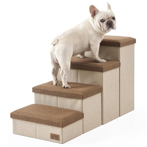 COZY KISS Hundetreppe für Kleine Hunde mit Stauraum, Breite Haustiertreppe Faltbare für Bett und Couch, Hunderampe mit Rutschfestem Boden, Lecksichere (Braun, 43x97x56cm, 4) COZY KISS Hundetreppe für Kleine Hunde mit Stauraum, Breite Haustiertreppe Faltbare für Bett und Couch, Hunderampe mit Rutschfestem Boden, Lecksichere (Braun, 43x97x56cm, 4) von COZY KISS