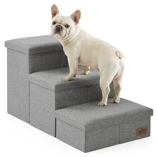 Hundetreppe mit Stauraum, 3-stufige breitere stabile Hundetreppe für kleine/mittelgroße/große Hunde und ältere Katzen, faltbare Hunderampe für Bett/Couch/Auto, hält bis zu 95,3 kg (42,4 cm H, Grau) Hundetreppe mit Stauraum, 3-stufige breitere stabile Hundetreppe für kleine/mittelgroße/große Hunde und ältere Katzen, faltbare Hunderampe für Bett/Couch/Auto, hält bis zu 95,3 kg (42,4 cm H, Grau) von COZY KISS