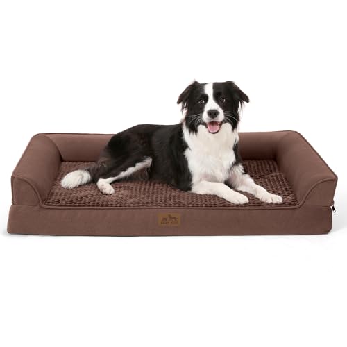 Orthopädisches Hundebett für große Hunde, waschbares Hundesofa, groß, stützendes Schaumstoff-Haustier-Couch-Bett mit abnehmbarem, waschbarem Bezug, wasserdichtem Futter und rutschfester Unterseite von COZY KISS