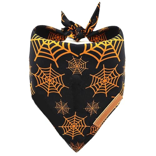 Halloween Pet Bandana Für Hunde Weich Atmungsaktives Stoff Party Kostümzubehör Mit Pumpkins Spiders Web Print Soft Pet Bandana Für Hunde von CPAOWEHF