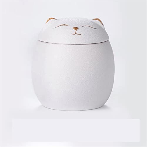 CPDDNGZMKK Gedenkstätten Für Haustiere Urne Katzenform Asche Von Haustieren Urnen Katzenform Handgefertigte Schwarze Dekorative Urnen Die Beerdigung Trauerbox(White,S) von CPDDNGZMKK