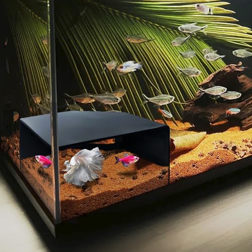 Aquarium Eckhöhle Versteck Axolotl Buntbarschhöhle Fischtankzubehör Eckfisch Aquarium Höhle Versteck mit Sichtfenster Terrarium/Aquarium Unterirdische Naturhöhle von CPLIKE