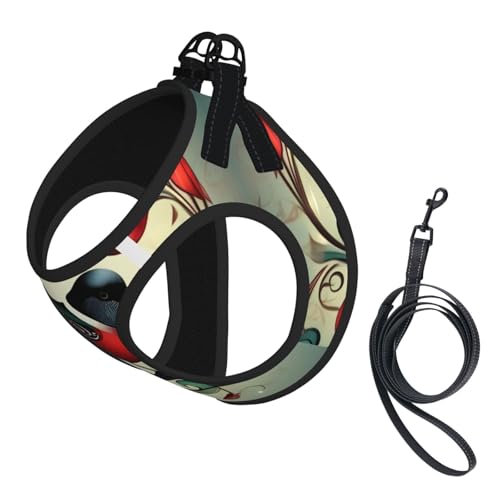 L Haustier-Leine, Weste und Hundegeschirr, kleine Größe, Blaugrün, Vögel, Musiknoten-Druck, Leinen-Set mit Schnalle, Hundebegleiter, Outdoor-Reisen L Haustier-Leine, Weste und Hundegeschirr, kleine Größe, Blaugrün, Vögel, Musiknoten-Druck, Leinen-Set mit Schnalle, Hundebegleiter, Outdoor-Reisen von CPyuqw