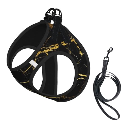 L Haustier-Leine, Weste und Hundegeschirr, kleine Größe, Gold/Schwarz, Tapetendruck-Leinen-Set mit Schnalle, Hundebegleiter, Outdoor-Reisen L Haustier-Leine, Weste und Hundegeschirr, kleine Größe, Gold/Schwarz, Tapetendruck-Leinen-Set mit Schnalle, Hundebegleiter, Outdoor-Reisen von CPyuqw
