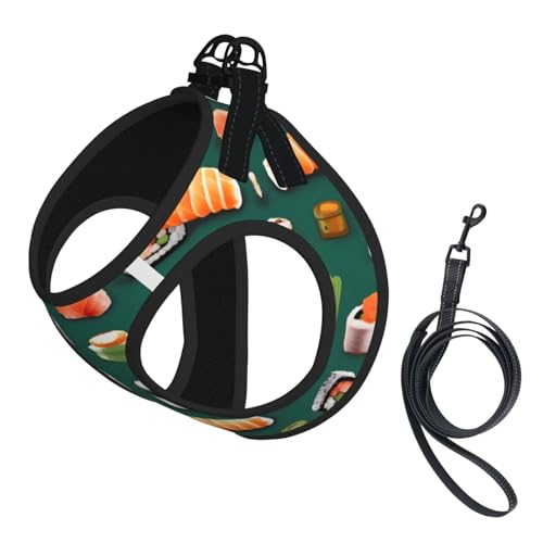 L Haustier-Leine, Weste und Hundegeschirr, kleine Größe, Sushi-Futter-Muster, mit Schnalle, Hundebegleiter, Outdoor-Reisen von CPyuqw