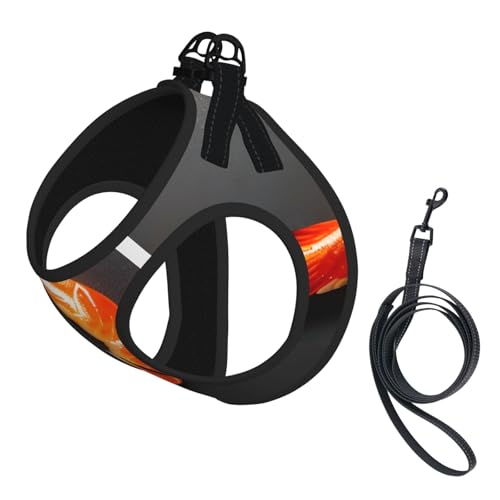 L Haustier-Leine, Weste und Hundegeschirr, kleine Größe, japanisches Sushi-Garnelen-Druck, Leinen-Set mit Schnalle, Hundebegleiter, Outdoor-Reisen von CPyuqw