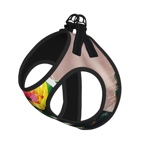 L Haustier-Leine, Weste und Hundegeschirr, kleine Größe, mit blühendem Kaktus-Druck, mit Schnalle, Hundebegleiter, Outdoor-Reisen von CPyuqw