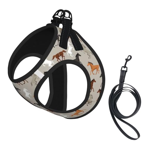 L Haustier-Leine, Weste und Hundegeschirr, kleine Größe, niedliches Pferde-Motiv, mit Schnalle, Hundebegleiter, Outdoor-Reisen von CPyuqw