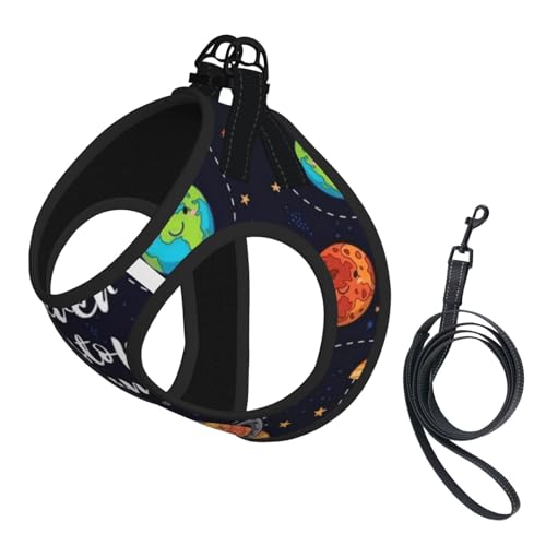 L Haustier-Leine, Weste und Hundegeschirr, kleine Größe, niedliches Planeten-Druck, mit Schnalle, Hundebegleiter, Outdoor-Reisen von CPyuqw