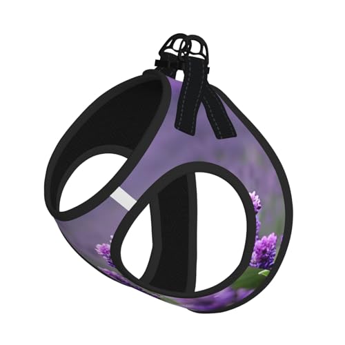 L Haustier-Leine, Weste und Hundegeschirr, kleine Größe, violett, Lavendelfarben, Blumendruck, Leinenset mit Schnalle, Hundebegleiter, Outdoor-Reisen von CPyuqw
