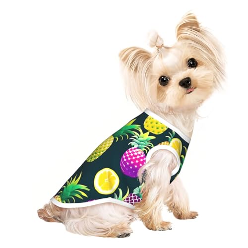 L Pet atmungsaktives ärmelloses T-Shirt – weiche, bunte Früchte-Ananas-Druck, dehnbare Weste für Hunde und Katzen, leichtes Tanktop L Pet atmungsaktives ärmelloses T-Shirt – weiche, bunte Früchte-Ananas-Druck, dehnbare Weste für Hunde und Katzen, leichtes Tanktop von CPyuqw