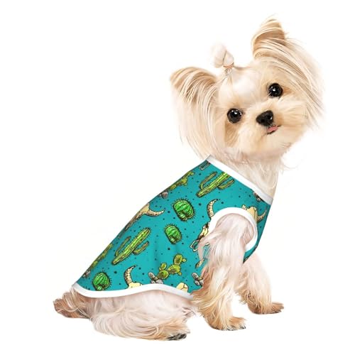 L Pet atmungsaktives ärmelloses T-Shirt – weiche, süße Kaktus- und Bullenschädel-Druck, dehnbare Weste für Hunde und Katzen, leichtes Tanktop L Pet atmungsaktives ärmelloses T-Shirt – weiche, süße Kaktus- und Bullenschädel-Druck, dehnbare Weste für Hunde und Katzen, leichtes Tanktop von CPyuqw