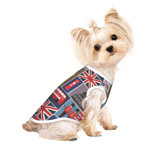 L Pet atmungsaktives ärmelloses T-Shirt - weiche England-Symbole bedruckt, dehnbare Weste für Hunde und Katzen, leichtes Tanktop L Pet atmungsaktives ärmelloses T-Shirt - weiche England-Symbole bedruckt, dehnbare Weste für Hunde und Katzen, leichtes Tanktop von CPyuqw