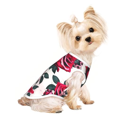 L Pet atmungsaktives ärmelloses T-Shirt – weiche blühende Rosenblüten-Druck, dehnbare Weste für Hunde und Katzen, leichtes Tanktop L Pet atmungsaktives ärmelloses T-Shirt – weiche blühende Rosenblüten-Druck, dehnbare Weste für Hunde und Katzen, leichtes Tanktop von CPyuqw