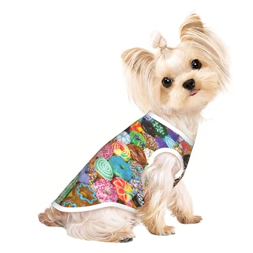 L Pet atmungsaktives ärmelloses T-Shirt – weicher Donut-Druck, dehnbare Weste für Hunde und Katzen, leichtes Tanktop L Pet atmungsaktives ärmelloses T-Shirt – weicher Donut-Druck, dehnbare Weste für Hunde und Katzen, leichtes Tanktop von CPyuqw