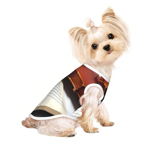L Pet atmungsaktives ärmelloses T-Shirt - weicher Violinenbuch-Druck, dehnbare Weste für Hunde und Katzen, leichtes Tanktop L Pet atmungsaktives ärmelloses T-Shirt - weicher Violinenbuch-Druck, dehnbare Weste für Hunde und Katzen, leichtes Tanktop von CPyuqw