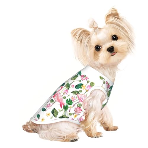 L Pet atmungsaktives ärmelloses T-Shirt - weiches Flamingo-Vogel runde Blätter Druck dehnbare Weste für Hunde und Katzen, leichtes Tanktop L Pet atmungsaktives ärmelloses T-Shirt - weiches Flamingo-Vogel runde Blätter Druck dehnbare Weste für Hunde und Katzen, leichtes Tanktop von CPyuqw