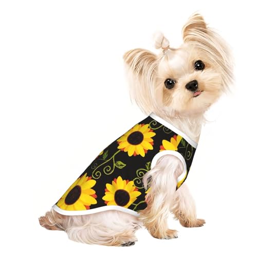 L Pet atmungsaktives ärmelloses T-Shirt - weiches florales Sonnenblumendruck, dehnbare Weste für Hunde und Katzen, leichtes Tanktop L Pet atmungsaktives ärmelloses T-Shirt - weiches florales Sonnenblumendruck, dehnbare Weste für Hunde und Katzen, leichtes Tanktop von CPyuqw