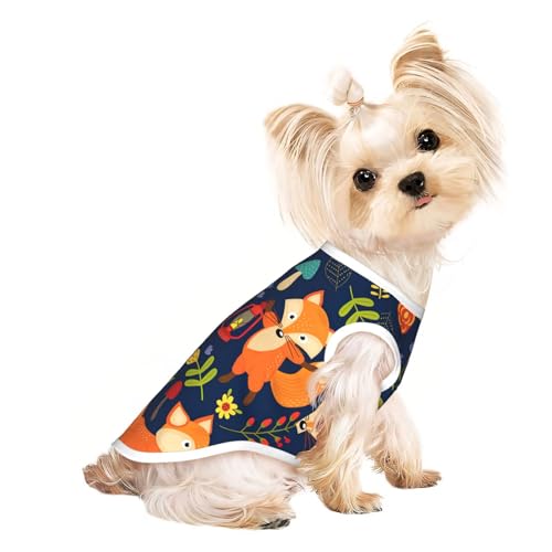 L Pet atmungsaktives ärmelloses T-Shirt - weiches süßes Tier-Fuchs-Blumendruck, dehnbare Weste für Hunde und Katzen, leichtes Tanktop L Pet atmungsaktives ärmelloses T-Shirt - weiches süßes Tier-Fuchs-Blumendruck, dehnbare Weste für Hunde und Katzen, leichtes Tanktop von CPyuqw