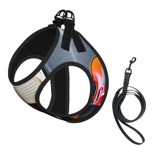 M Haustier-Leine, Weste und Hundegeschirr, kleine Größe, Violine und Buchdruck, mit Schnalle, Hundebegleiter, Outdoor-Reisen von CPyuqw