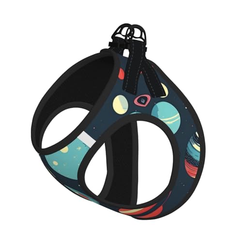 M Haustier-Leine, Weste und Hundegeschirr, kleine Größe, Weltraumplaneten-Druck, Leinen-Set mit Schnalle, Hundebegleiter, Outdoor-Reisen von CPyuqw